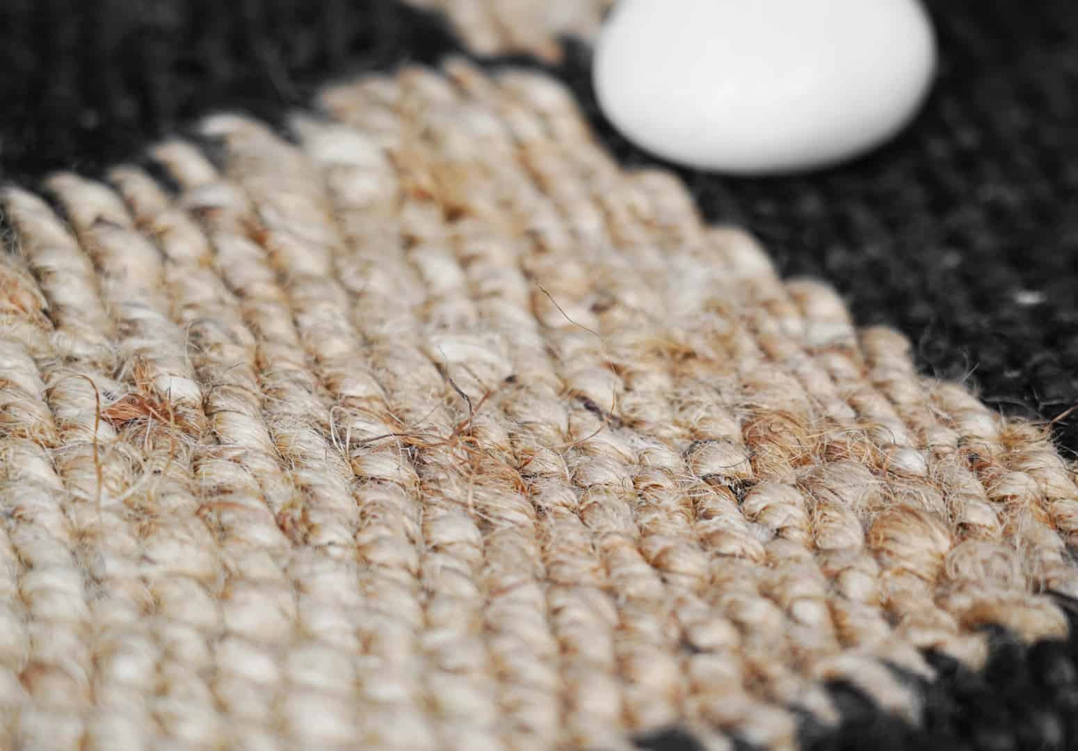 Checkered Handwoven Beige and Black Jute Hemp Runner Rug - Image 10