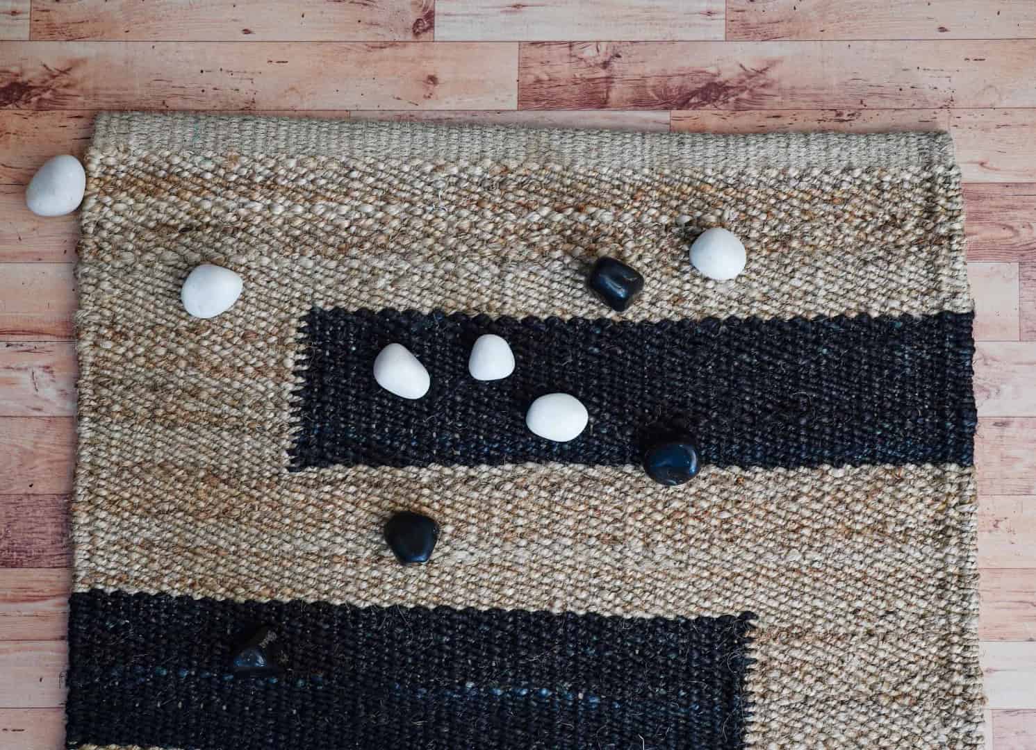 Indian Hand Loomed Natural Jute Hemp Runner Rug with Black Stripes - Image 4