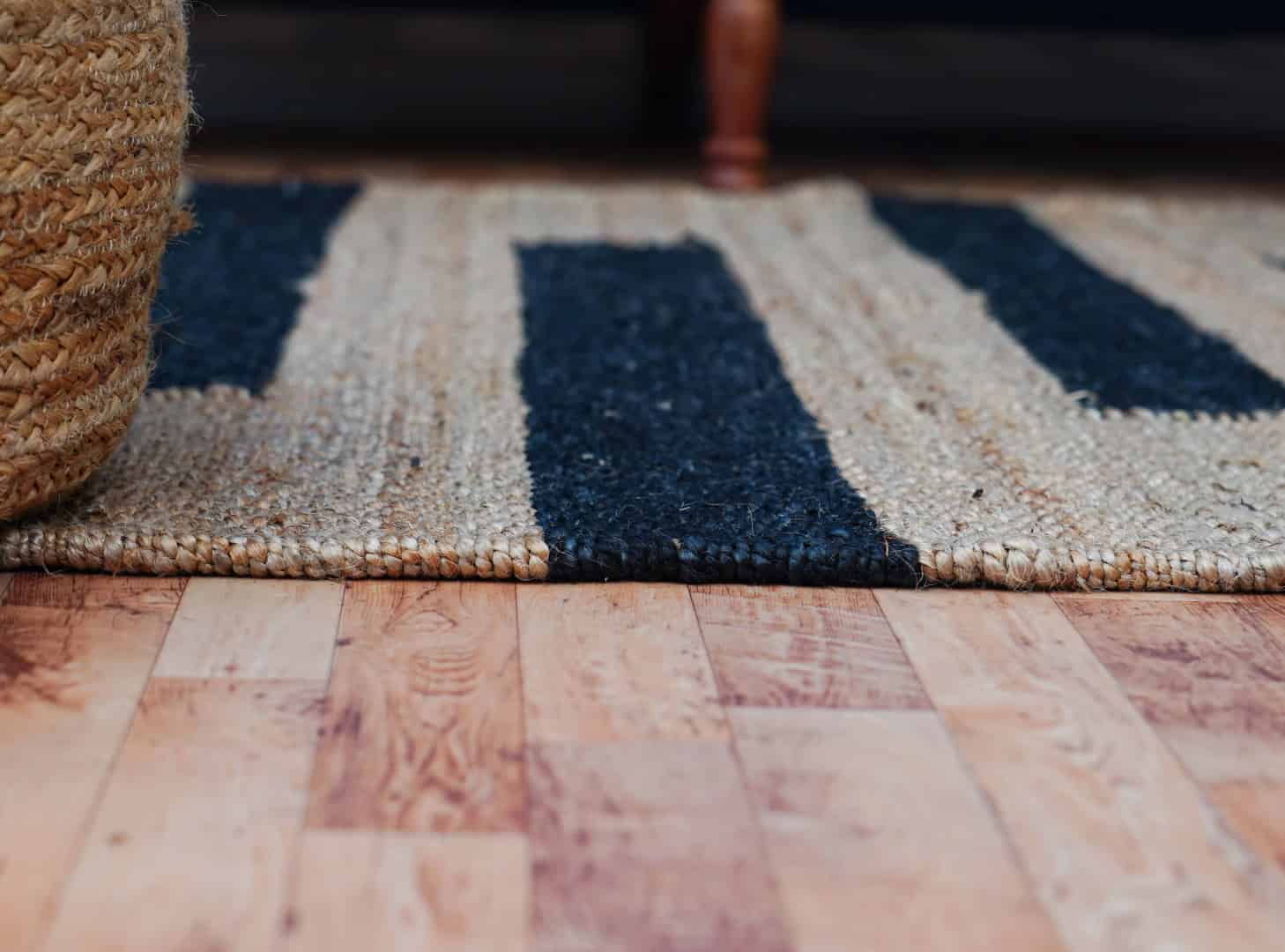 Indian Hand Loomed Natural Jute Hemp Runner Rug with Black Stripes - Image 6