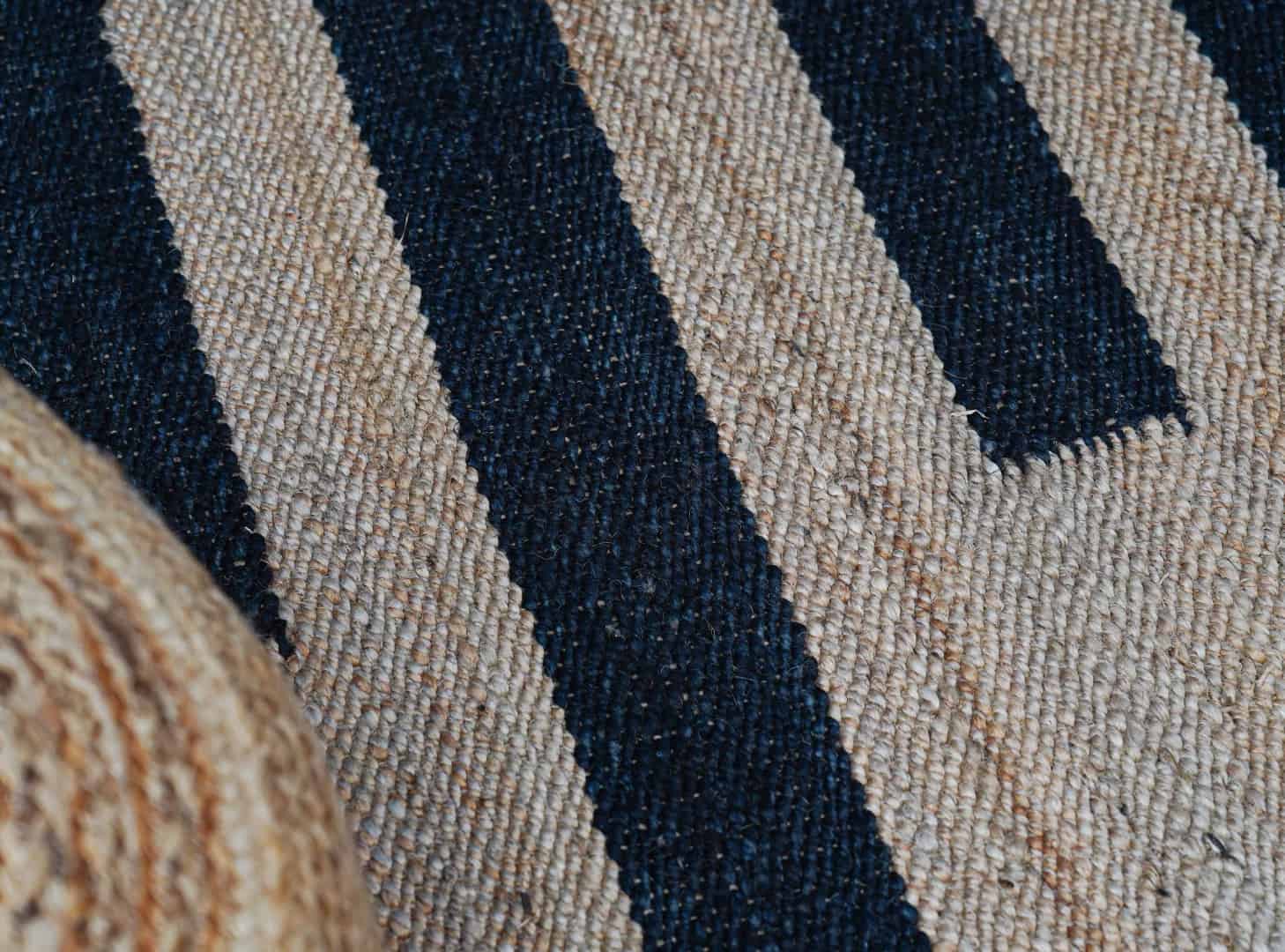 Indian Hand Loomed Natural Jute Hemp Runner Rug with Black Stripes - Image 7