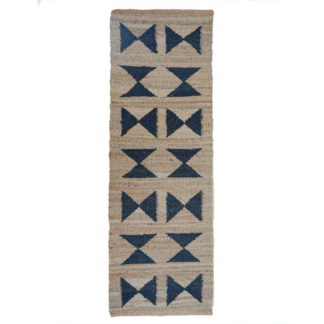 Custom size Handwoven Natural Jute Hemp Runner Rug with Black Design - Image 1