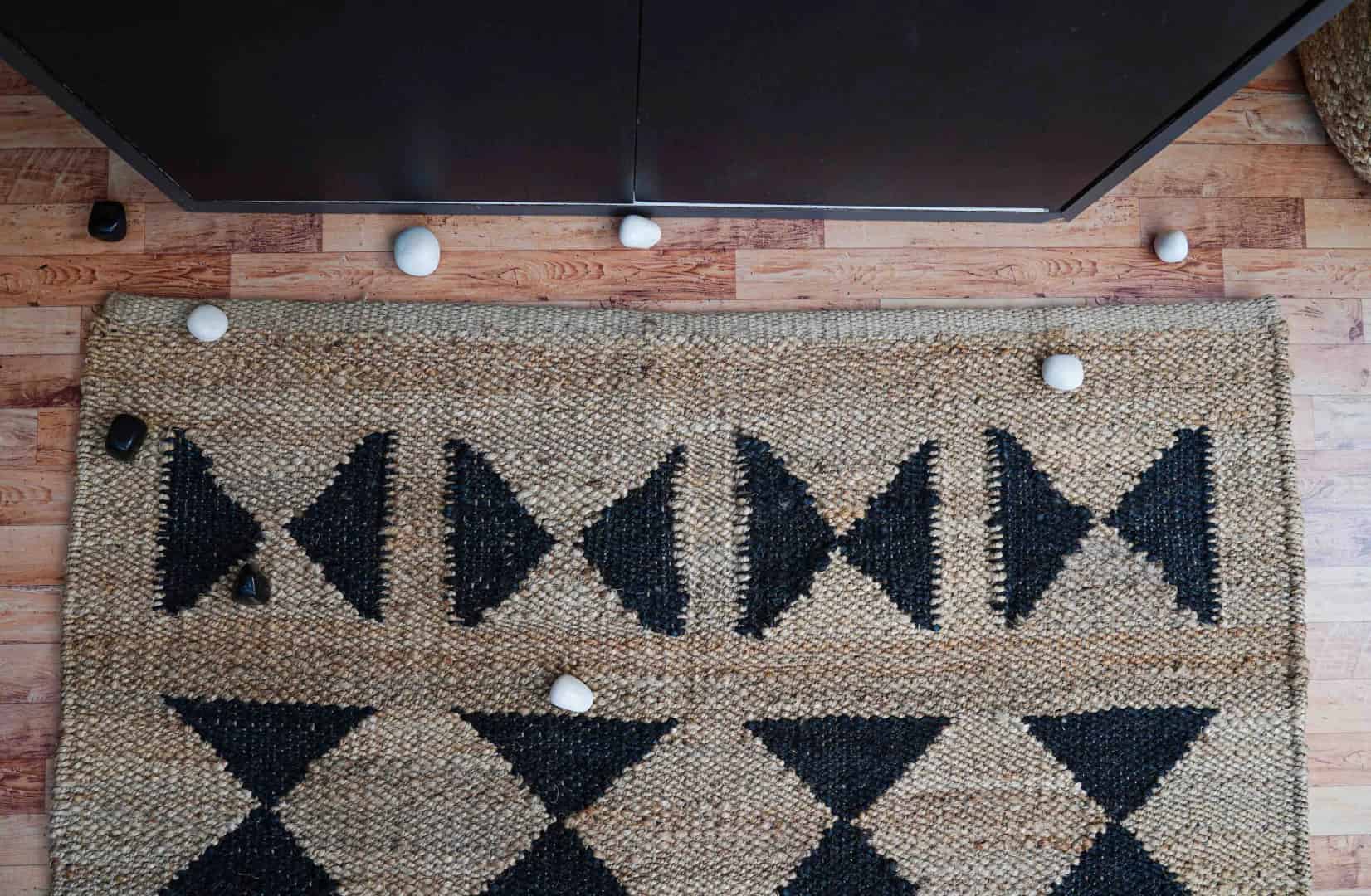 Custom size Handwoven Natural Jute Hemp Runner Rug with Black Design - Image 9