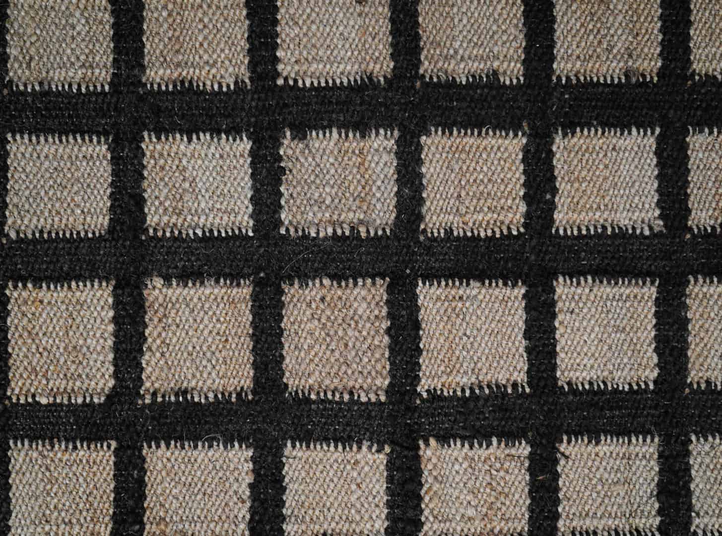 Checkered Handwoven Natural Jute Runner Rug with Black Boxes Design - Image 6