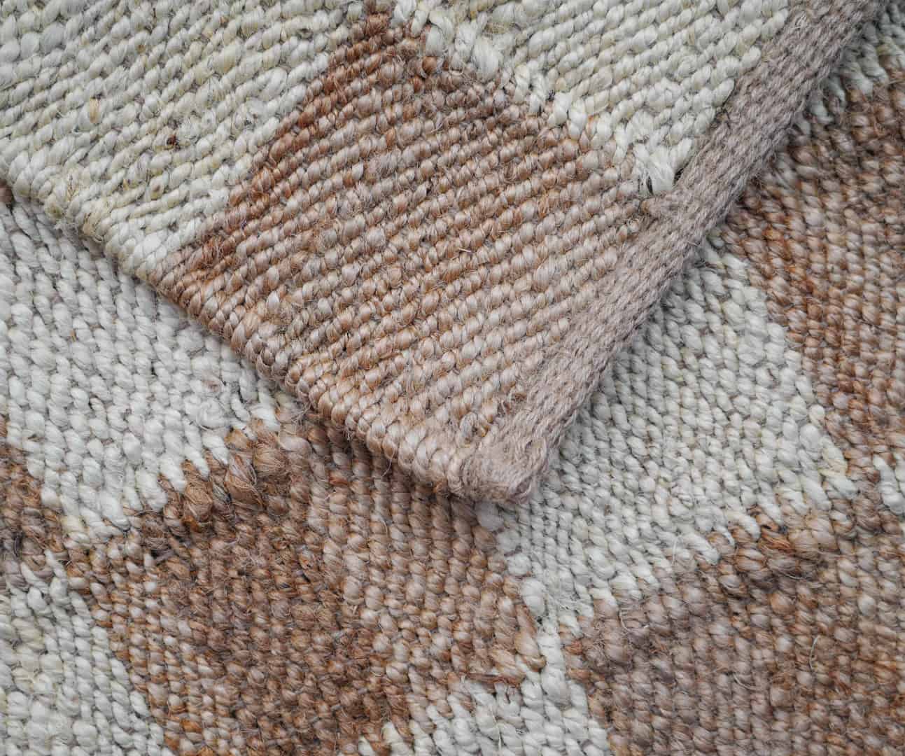 Checkered Handwoven Natural Jute Runner Rug with Off White Design - Image 10