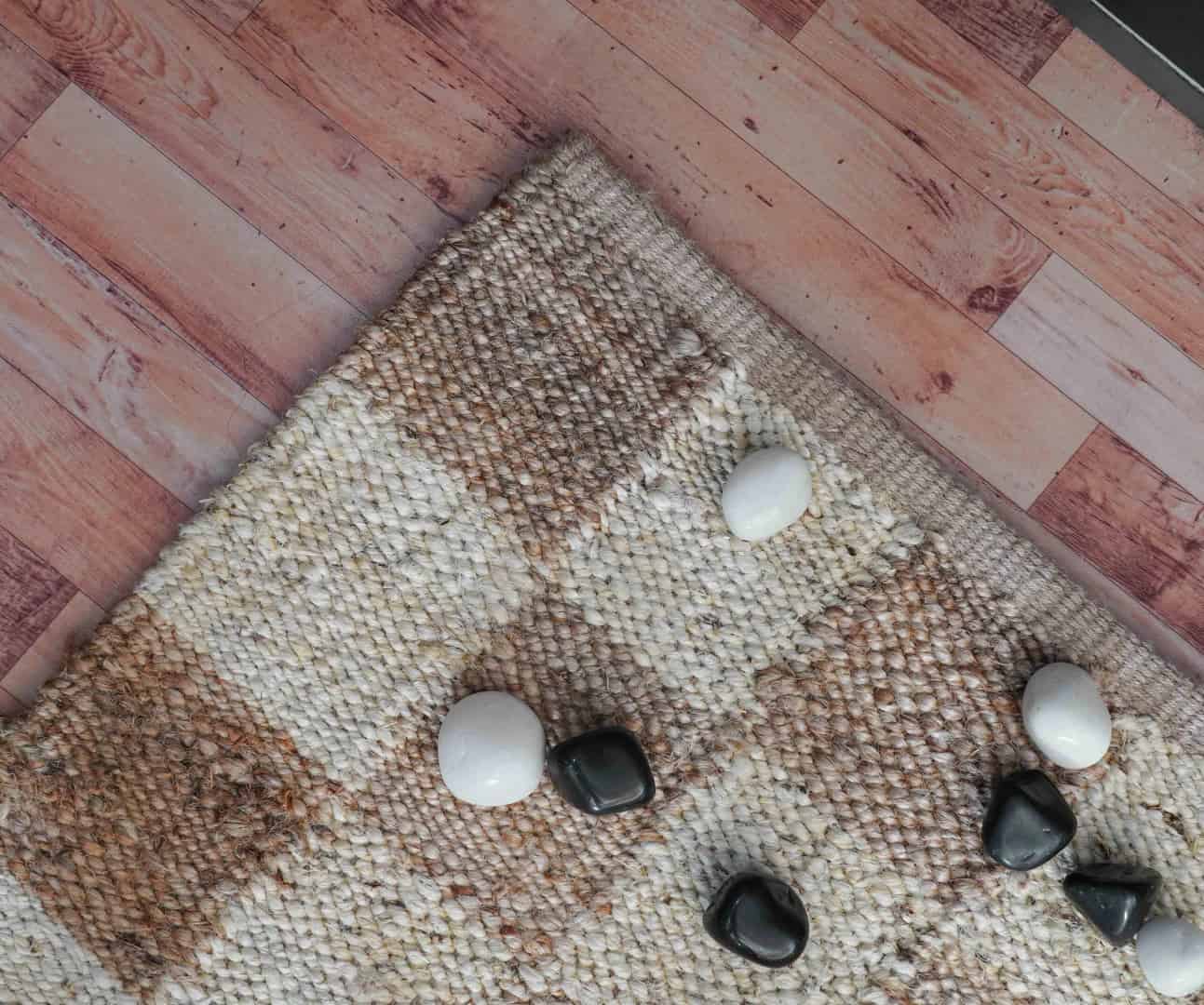 Checkered Handwoven Natural Jute Runner Rug with Off White Design - Image 11