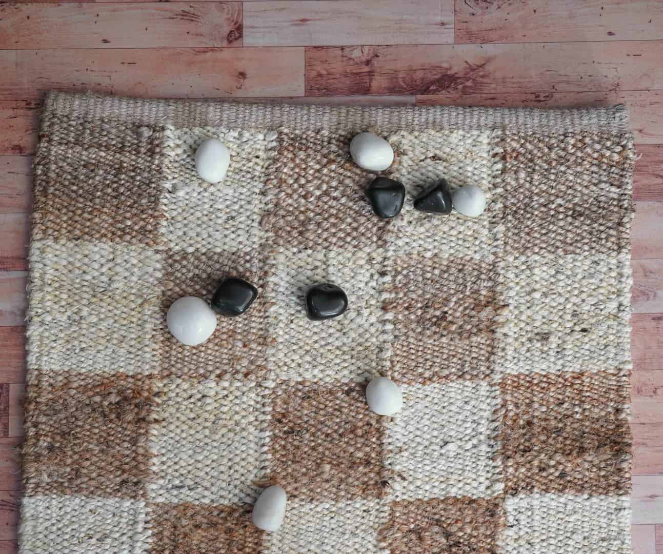 Checkered Handwoven Natural Jute Runner Rug with Off White Design - Image 12