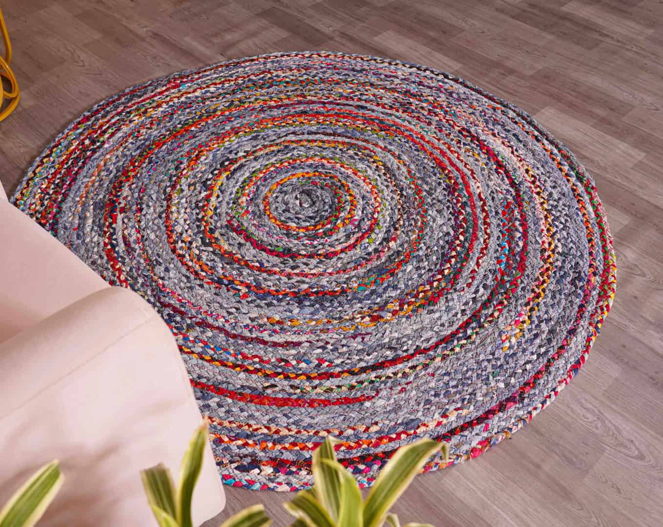 Colorful Multicolor Cotton Round Rug - Image 4