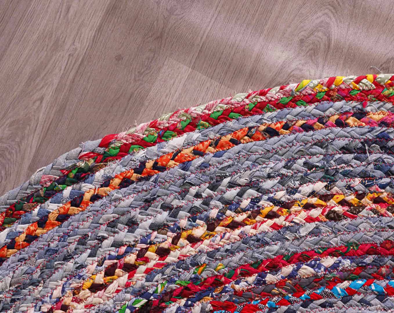 Colorful Multicolor Cotton Round Rug - Image 8