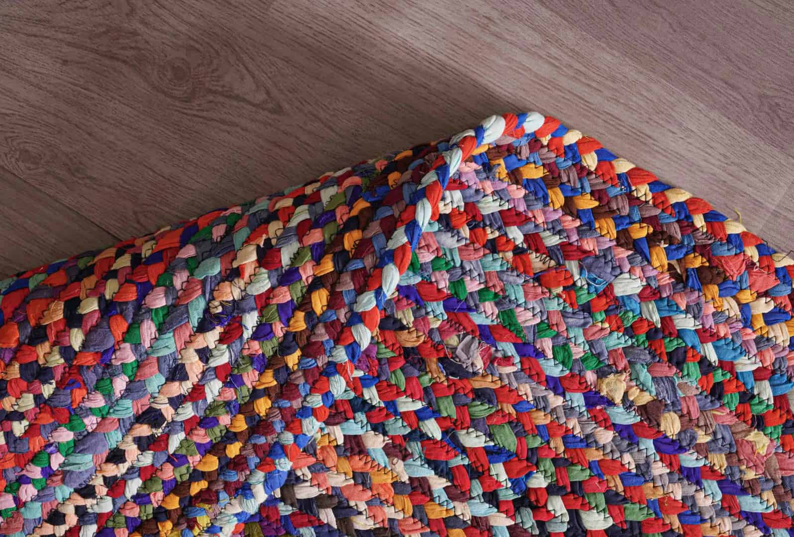 Indian Hand Braided Multicolor Cotton Round Rug - Image 10