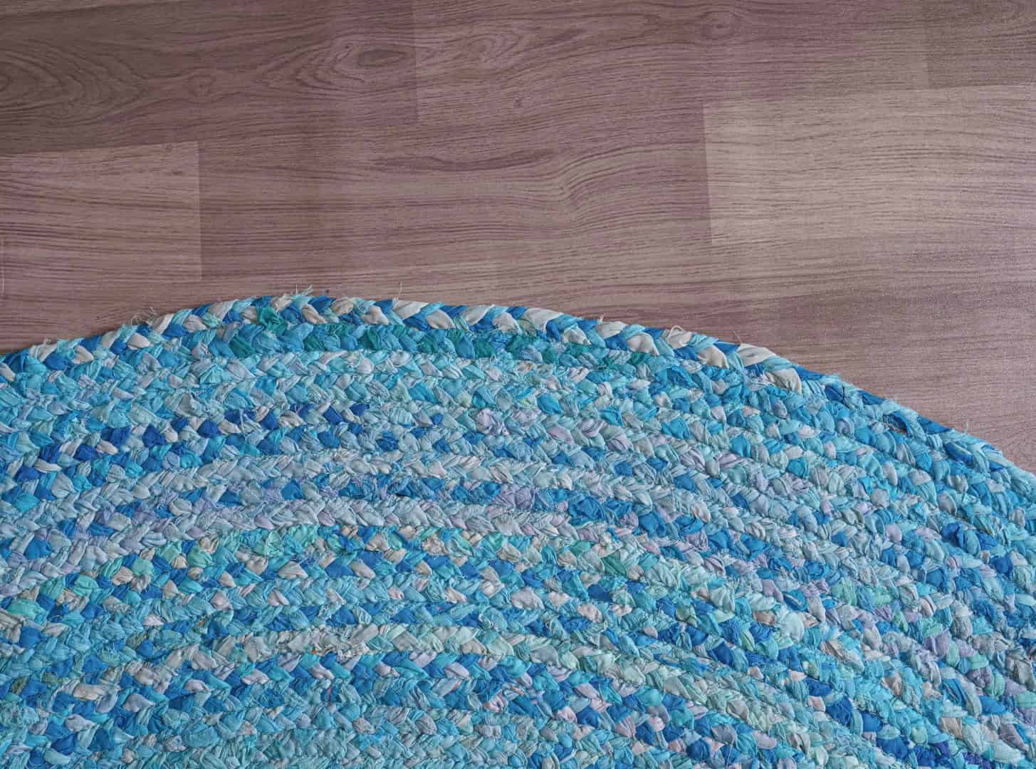 Light Blue Handwoven Cotton Round Rug - Image 6