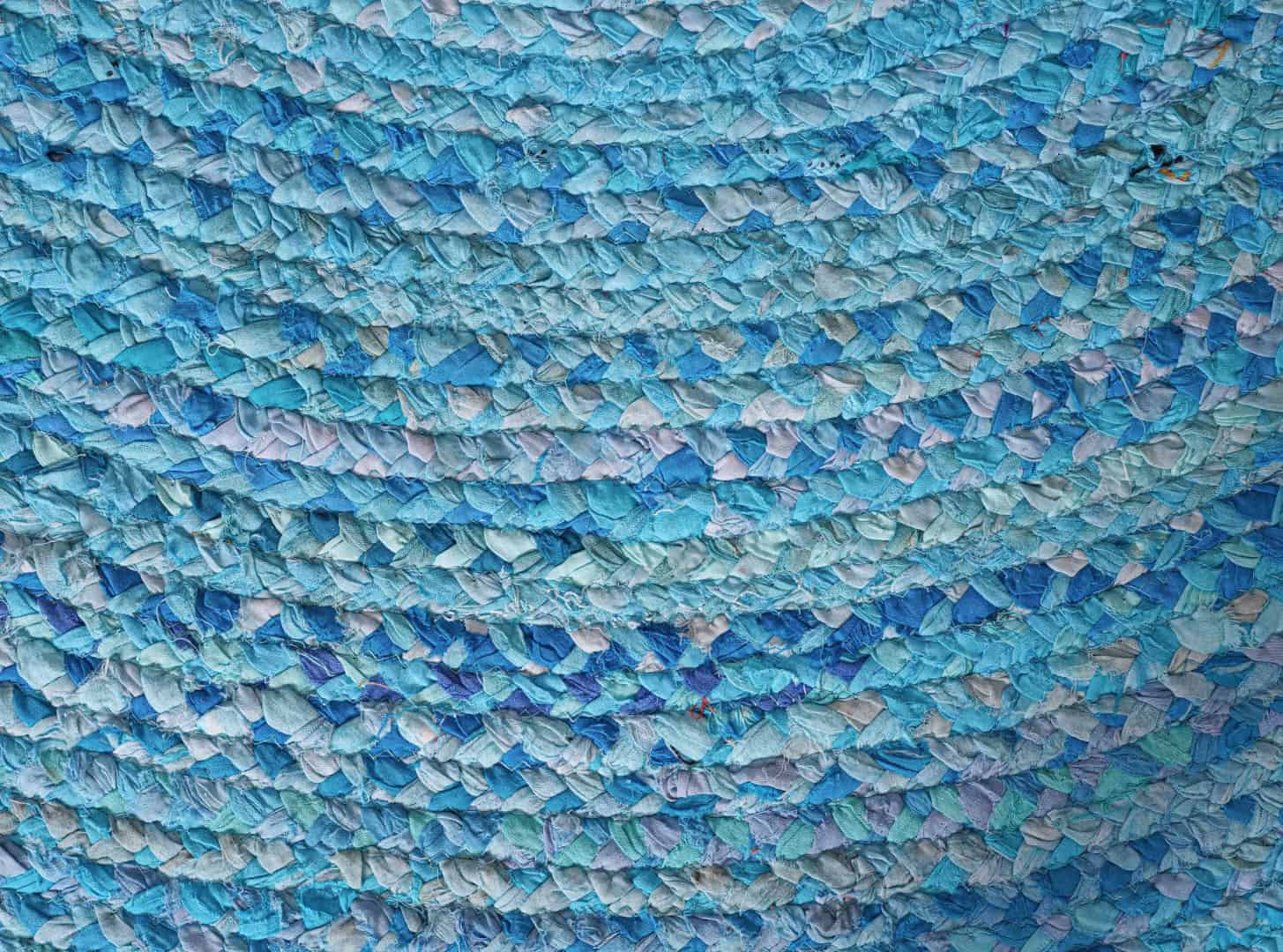 Light Blue Handwoven Cotton Round Rug - Image 7