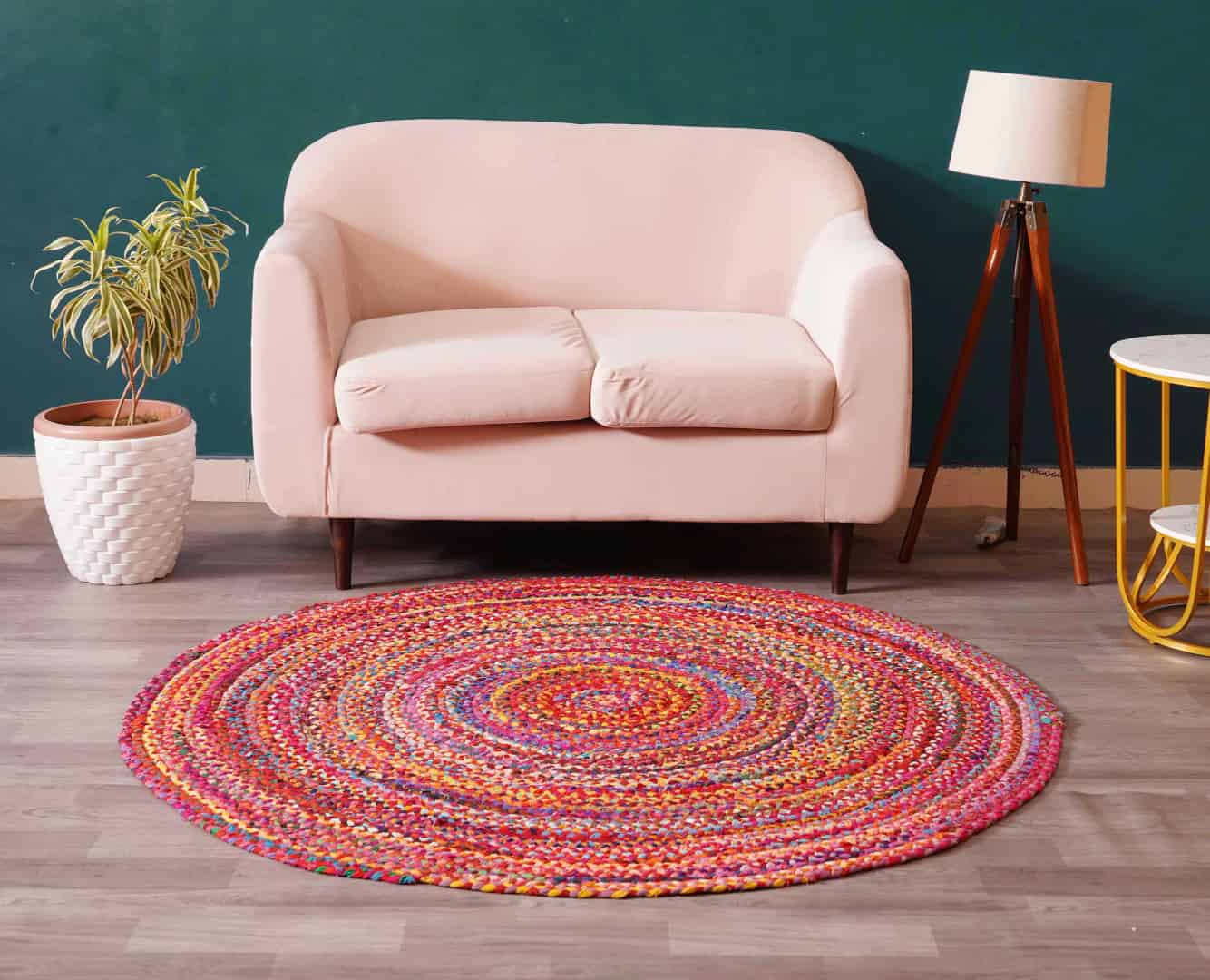 Multicolor Cotton Round Rug - Image 3