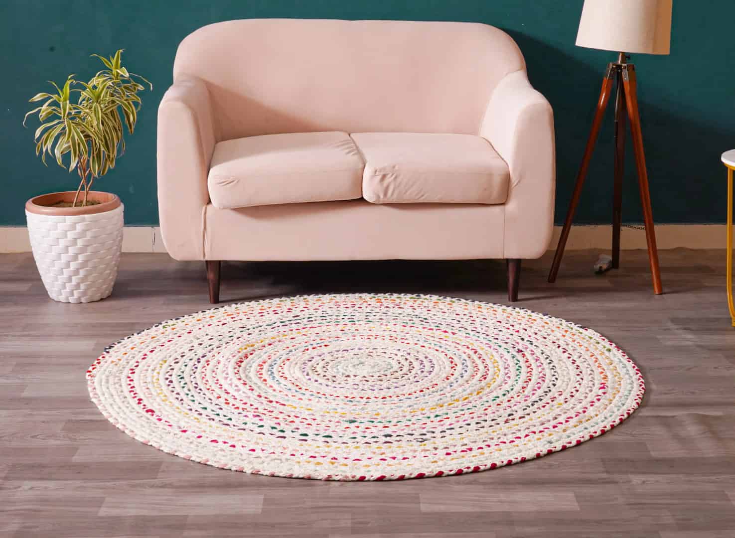Home Decor Multicolor Cotton Round Rug and Doormat - Image 3