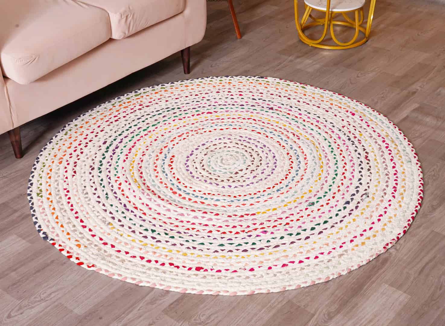 Home Decor Multicolor Cotton Round Rug and Doormat - Image 2