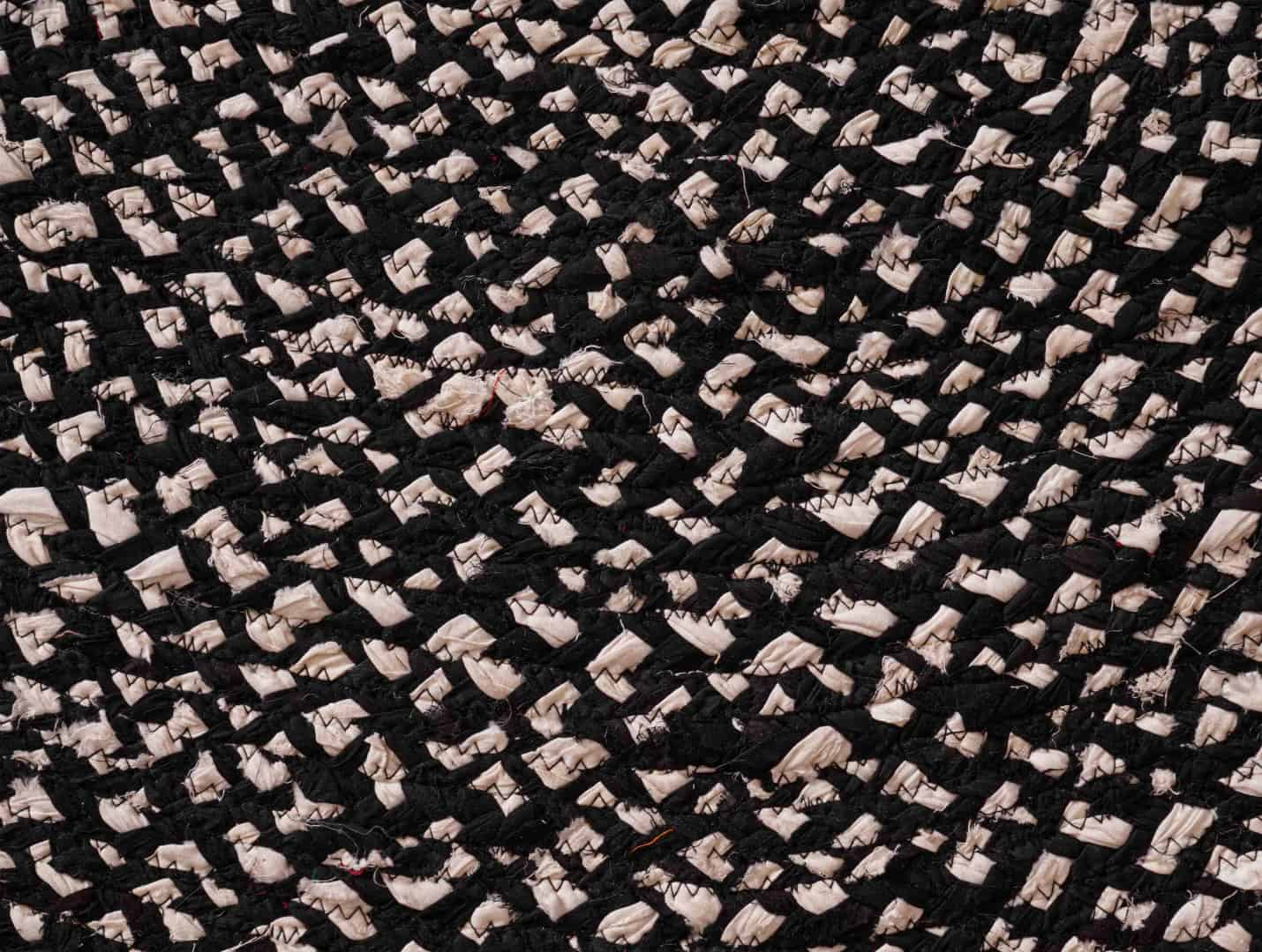 Indian Hand Braided Natural Jute Rug with Black and White Cotton Chindi Rug  - Image 6