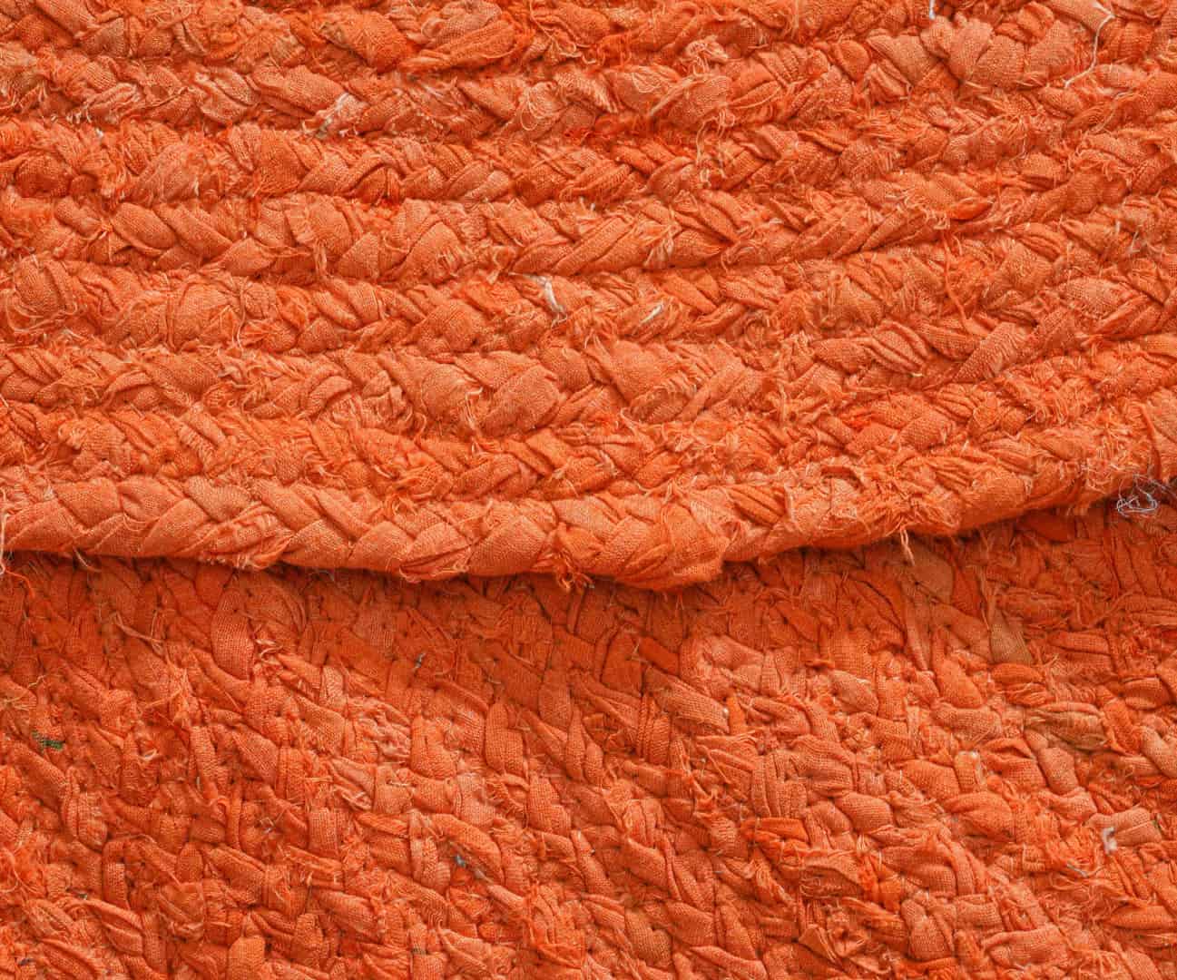 Orange Color Cotton Chindi Round Rug - Image 5