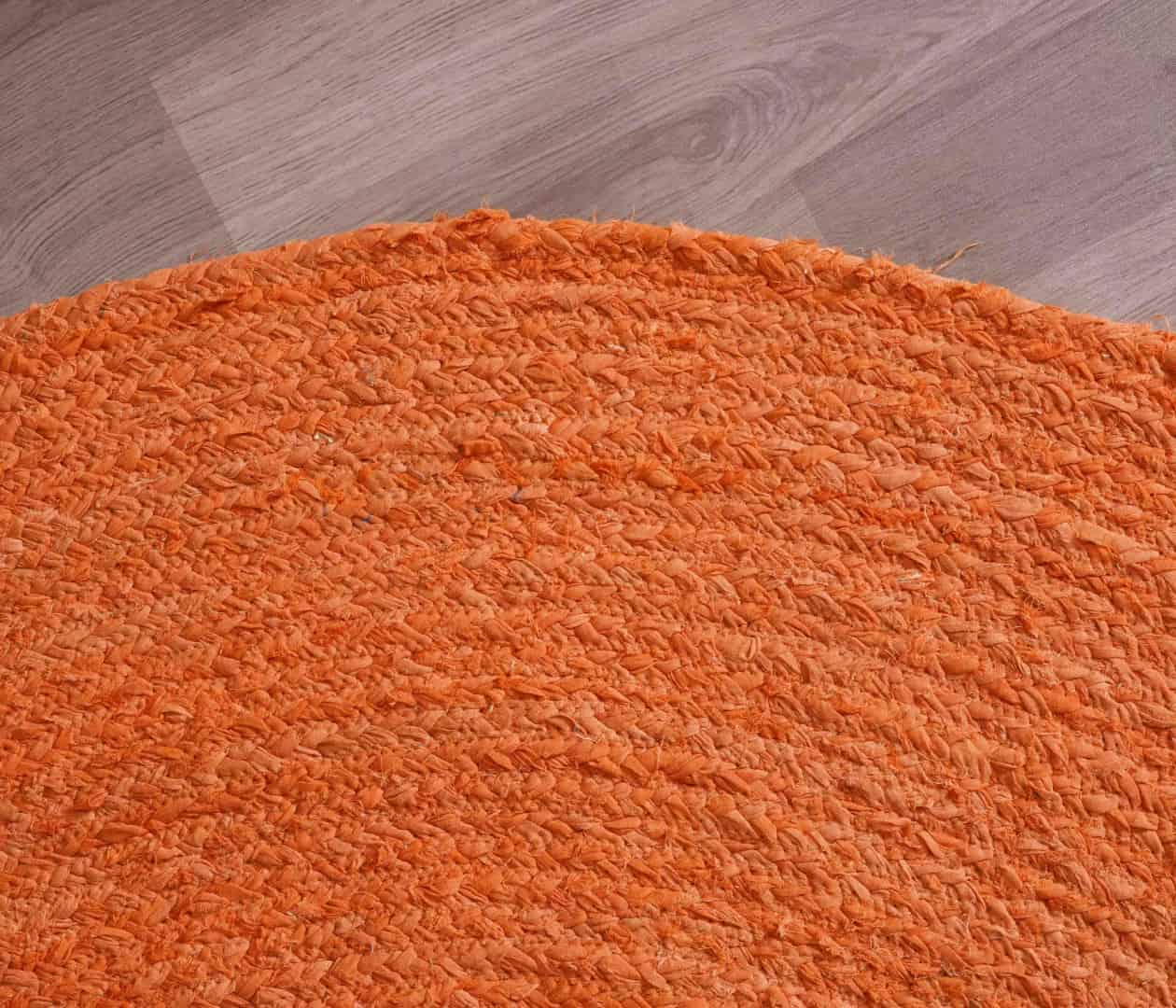 Orange Color Cotton Chindi Round Rug - Image 6