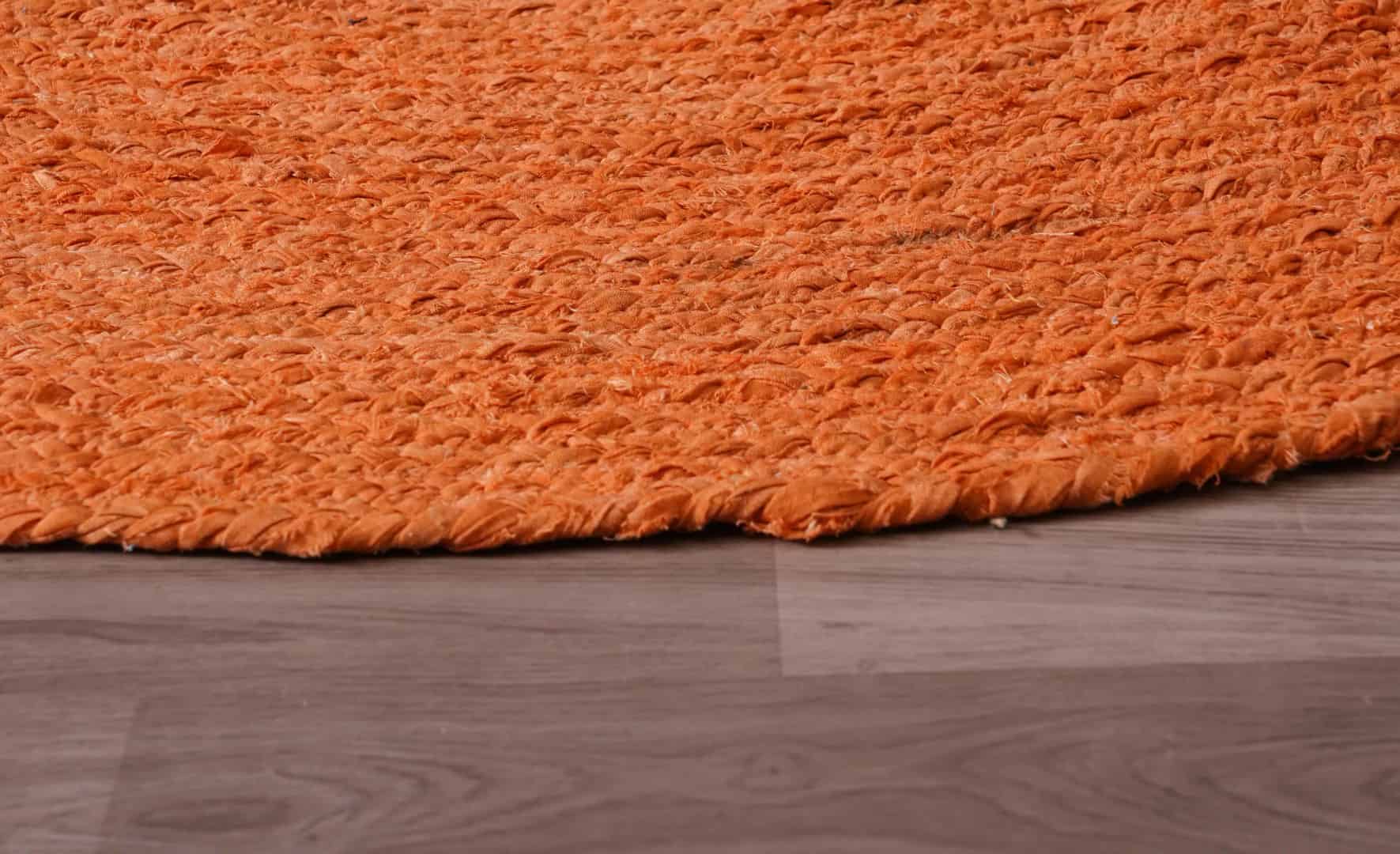 Orange Color Cotton Chindi Round Rug - Image 7