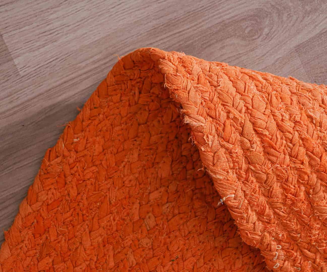 Orange Color Cotton Chindi Round Rug - Image 8