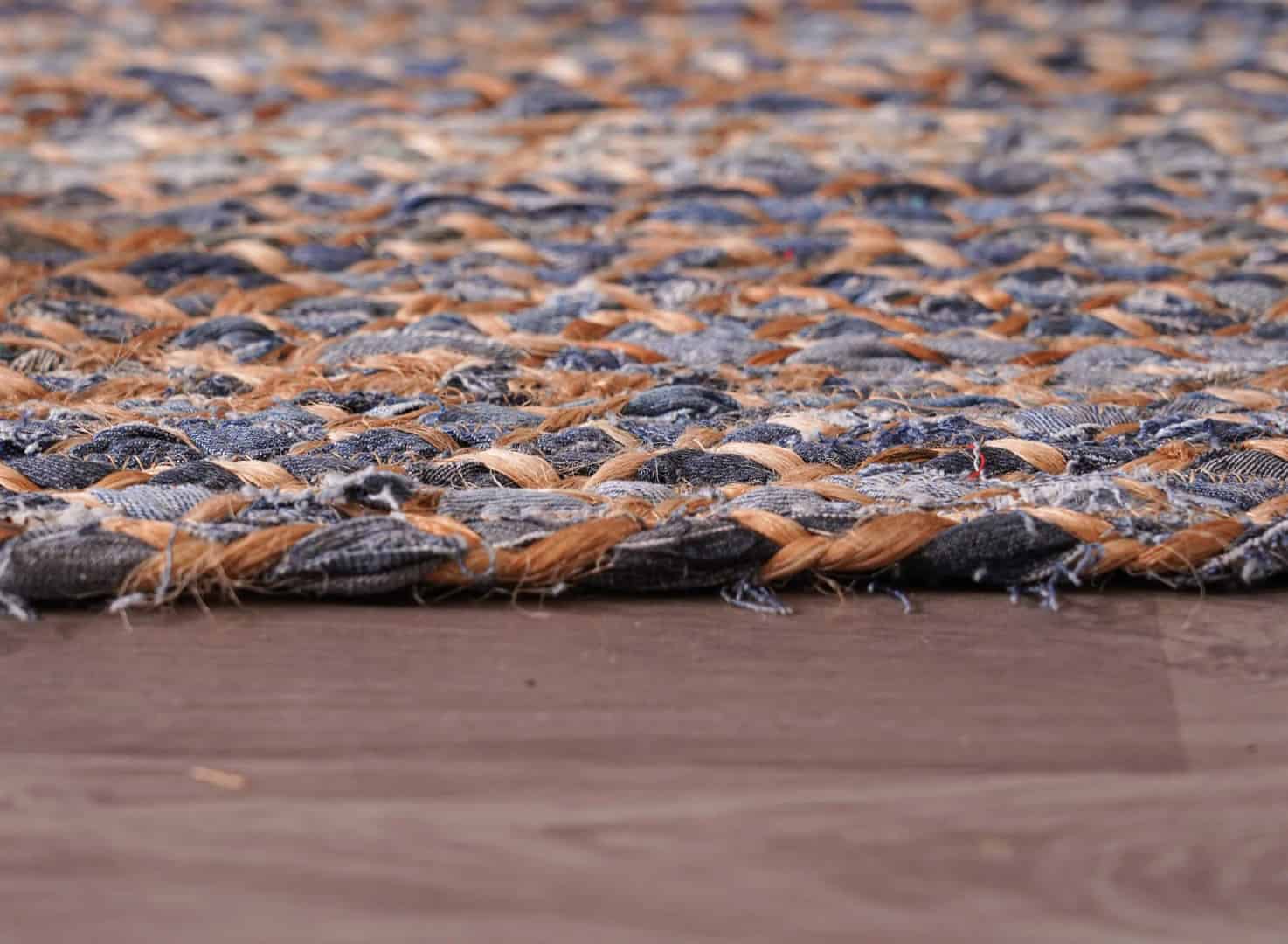 Custom Size Cotton and Jute Braided Rectangle Cotton Chindi Rug  - Image 5