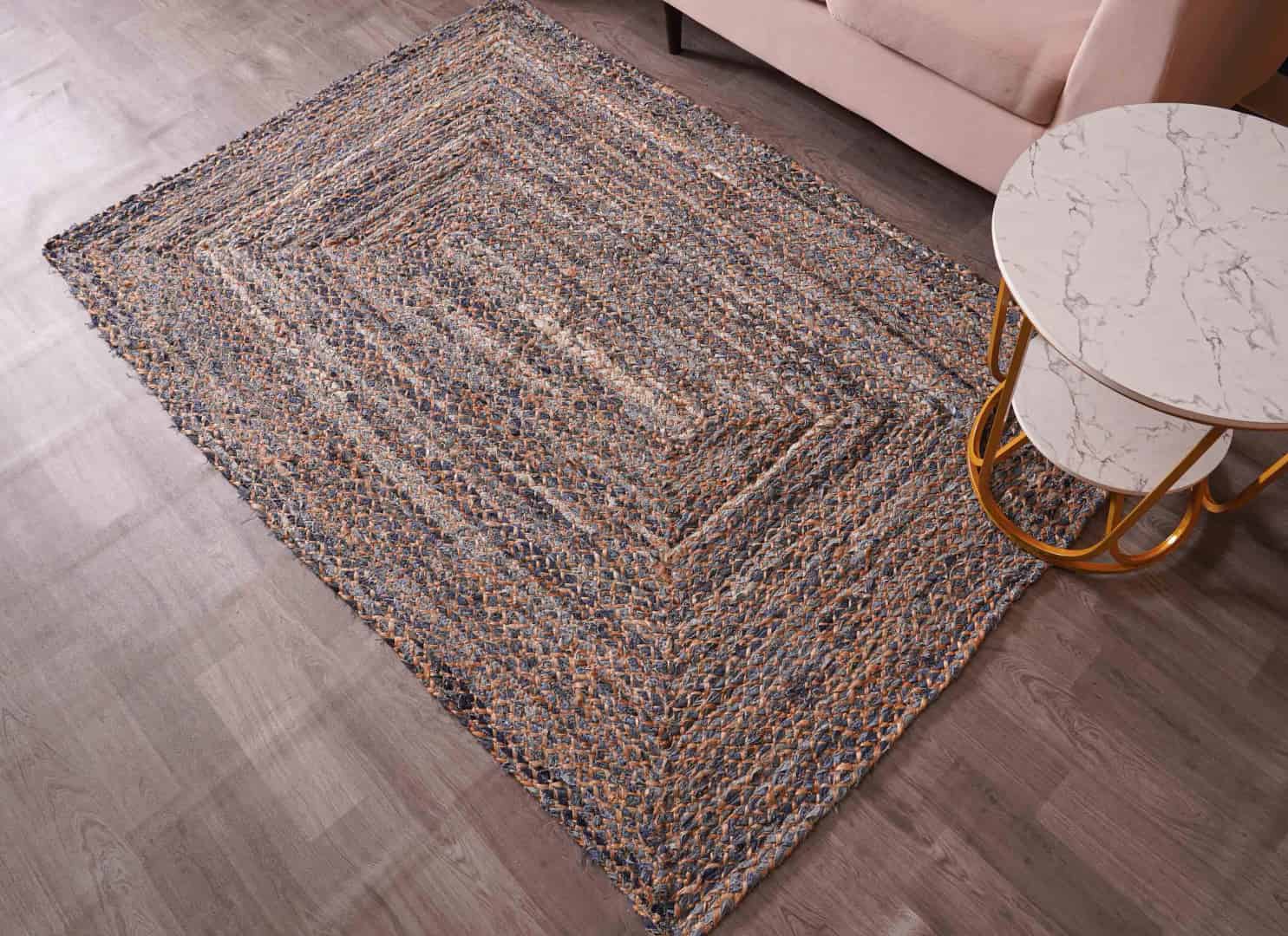 Custom Size Cotton and Jute Braided Rectangle Cotton Chindi Rug  - Image 4