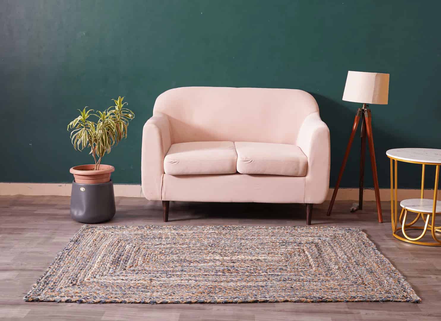 Custom Size Cotton and Jute Braided Rectangle Cotton Chindi Rug  - Image 3