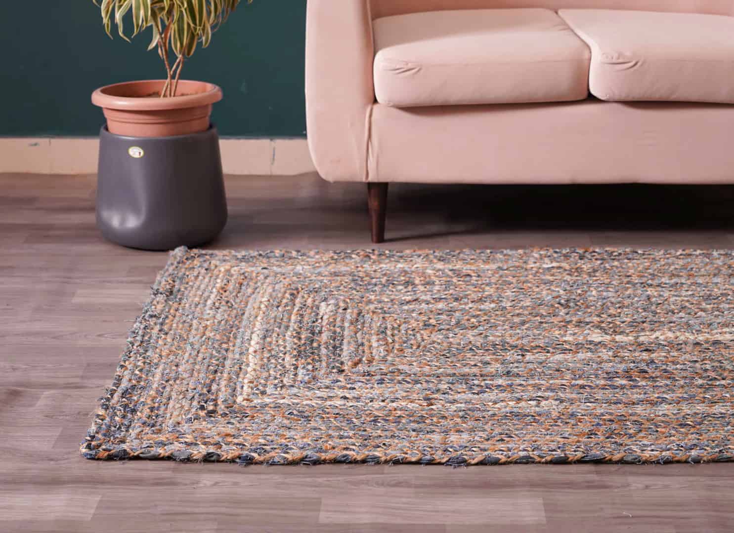 Custom Size Cotton and Jute Braided Rectangle Cotton Chindi Rug  - Image 6