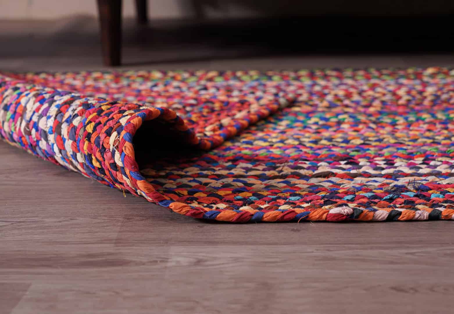 Indian Handwoven Colorful Cotton Chindi Carpet - Image 6