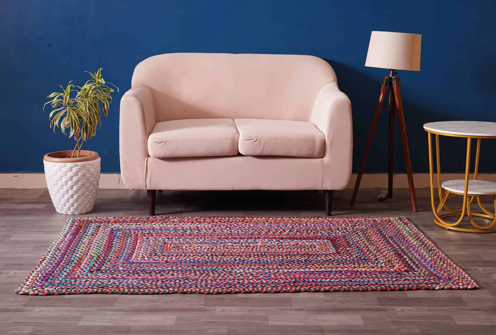 Indian Handwoven Colorful Cotton Chindi Carpet - Image 7