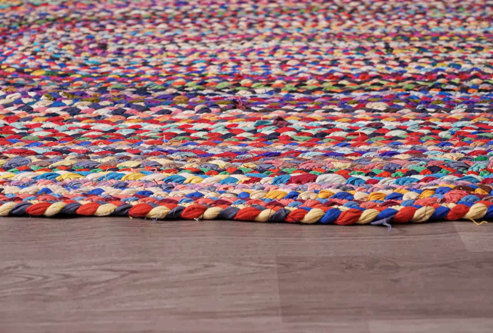 Hand Braided Colorful Cotton Oval Rug - Image 9