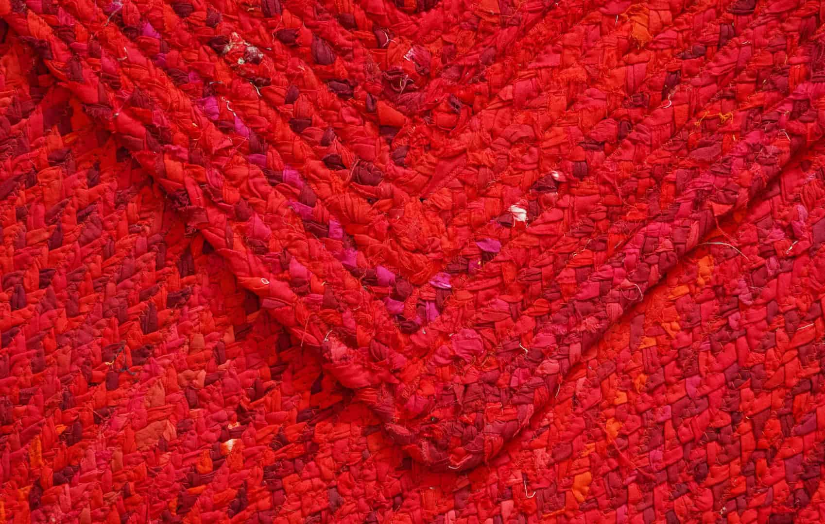 Handmade Braided Rustic Area Red Cotton Rug and Runner - Image 8