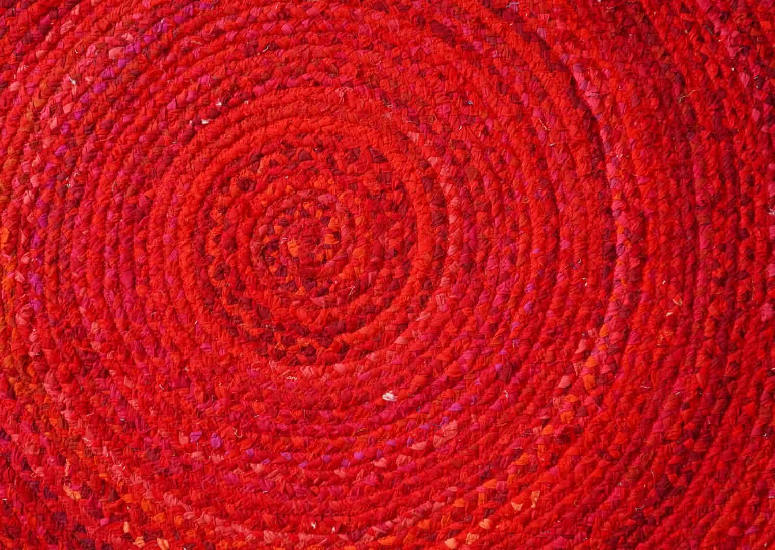 Home Decor Bohemian Red Cotton Chindi Oval Rug - Image 7
