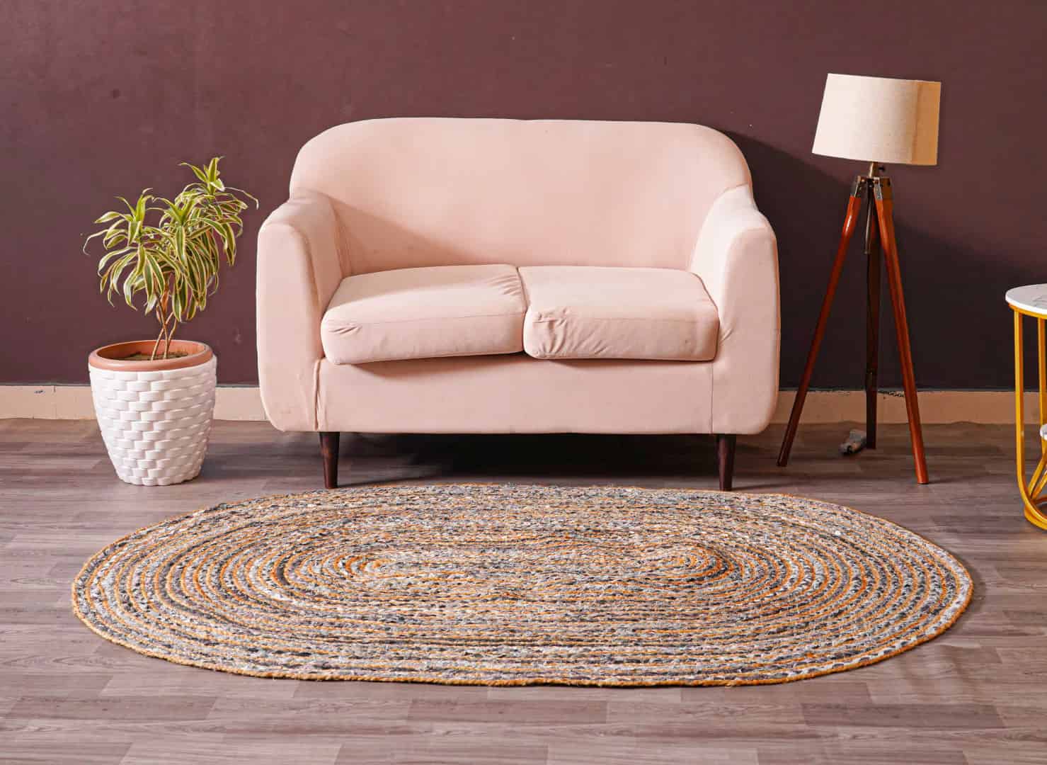 Handmade Cotton And Jute Chindi Rug Oval Shape  - Image 2