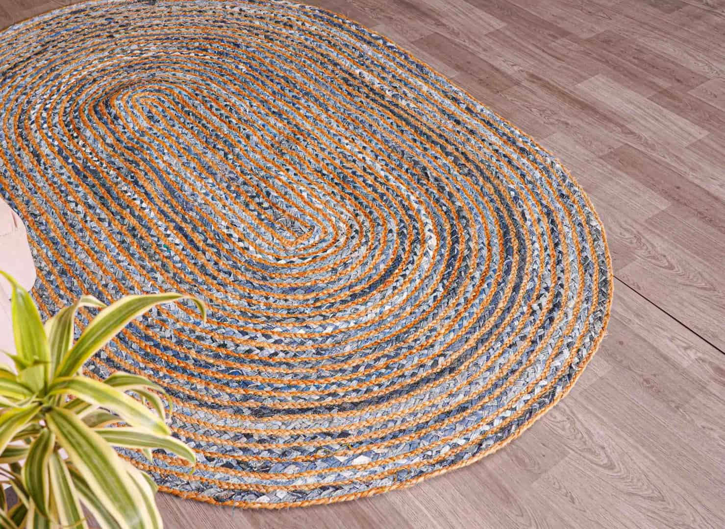 Handmade Cotton And Jute Chindi Rug Oval Shape  - Image 4