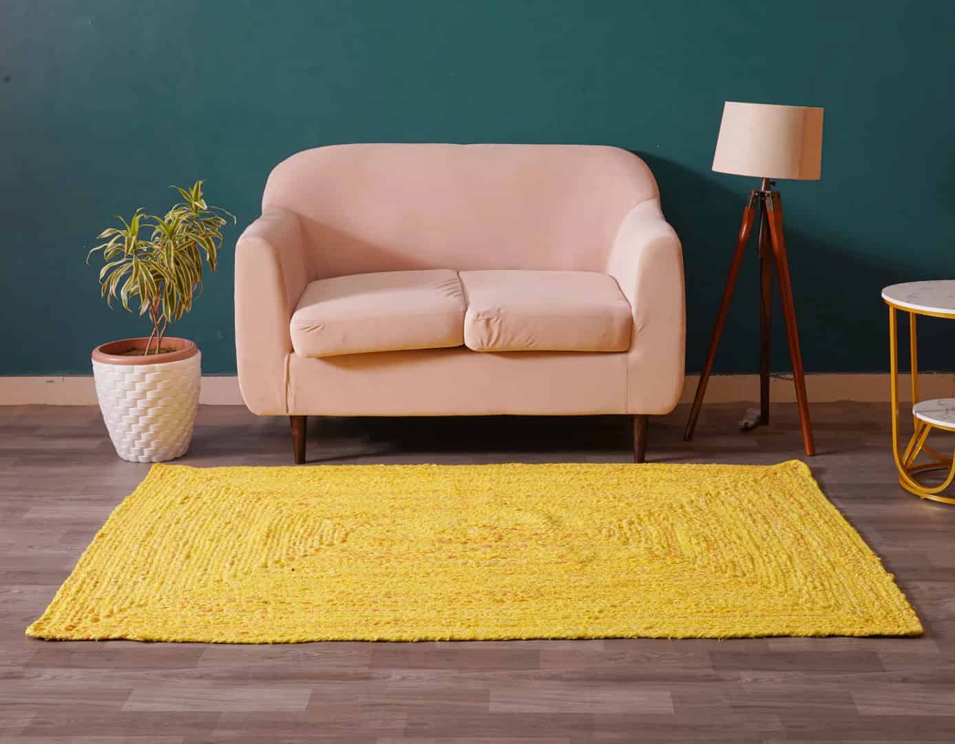 Yellow Handwoven Cotton Rectangle and Square Rug and Mat - Image 8