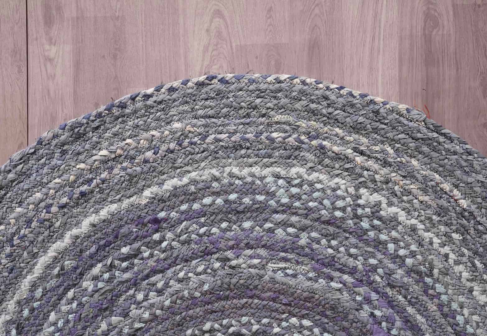 Hand Braided Bohemian Blue Cotton Rectangle and Square Rug - Image 4