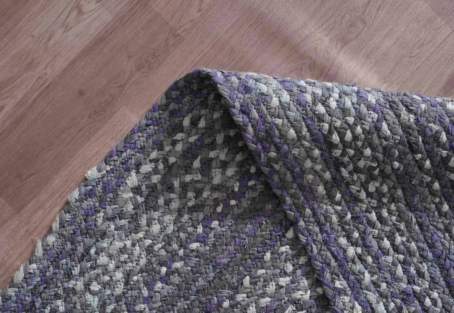 Hand Braided Bohemian Blue Cotton Rectangle and Square Rug - Image 6