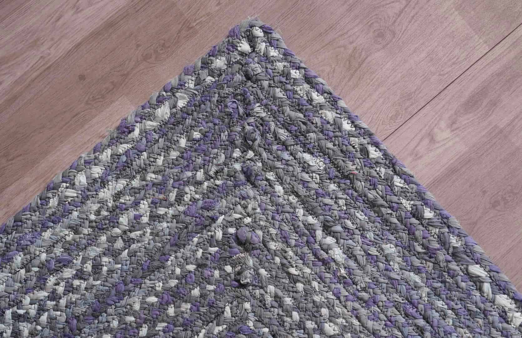 Handmade Bohemian Blue Cotton Rectangle and Square Rug - Image 4