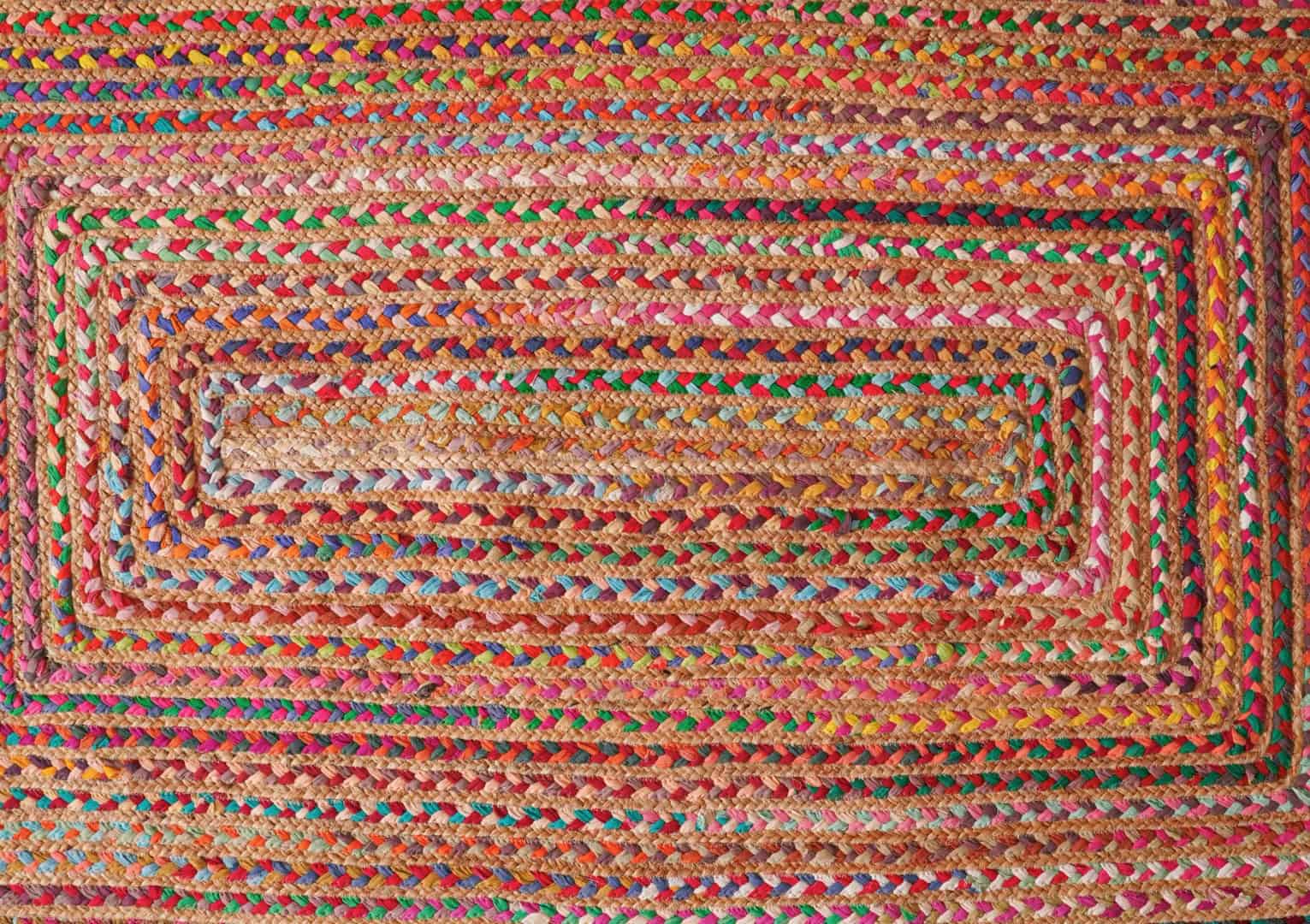 Multicolor Hand Braided Natural Jute and Cotton Chindi Rectangle and Square Rug - Image 8