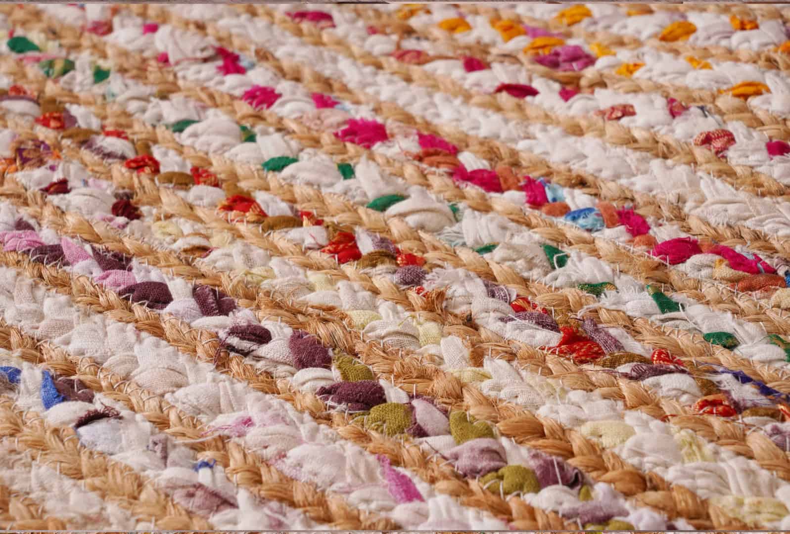 Home Decor Bohemian Natural Jute and Cotton Oval Rug - Image 5