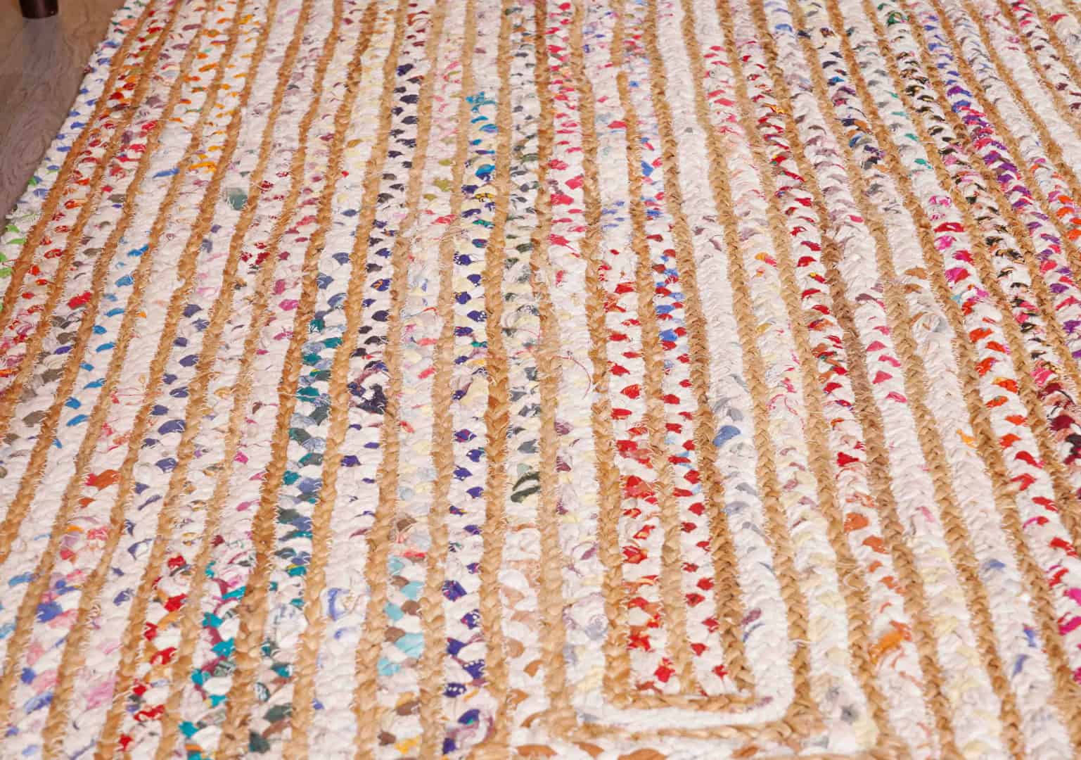 Home Decor Bohemian Natural Jute and Cotton Rectangle and Square Rug - Image 4