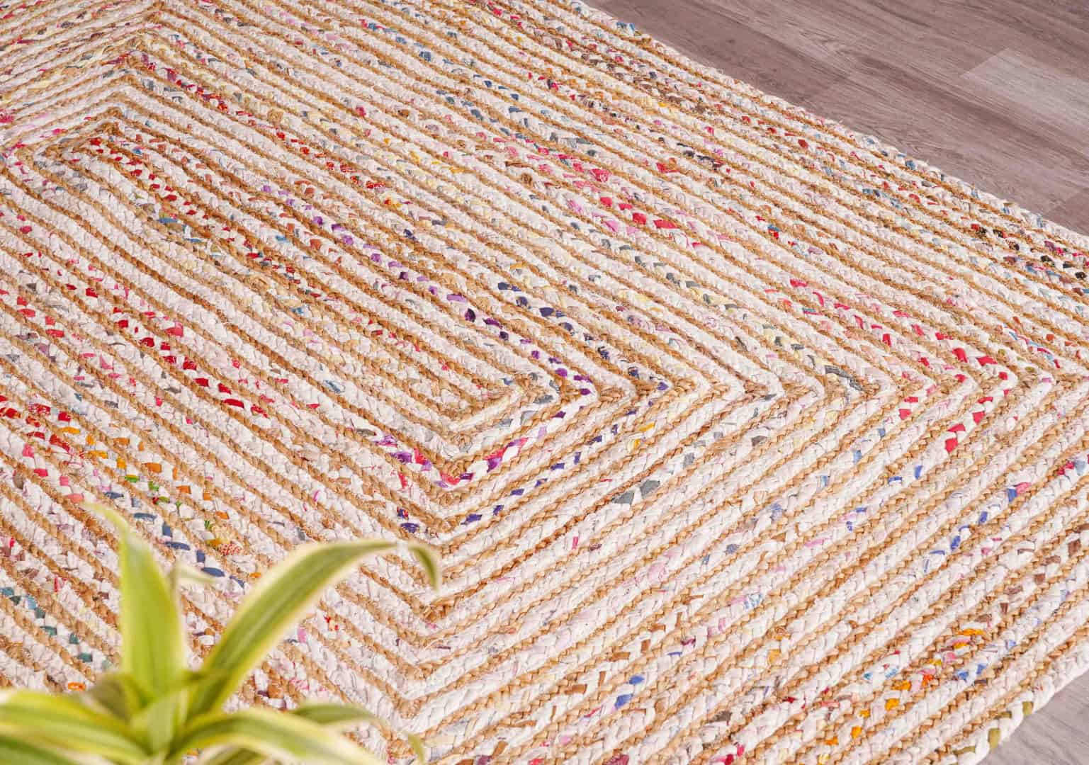 Home Decor Bohemian Natural Jute and Cotton Rectangle and Square Rug - Image 7