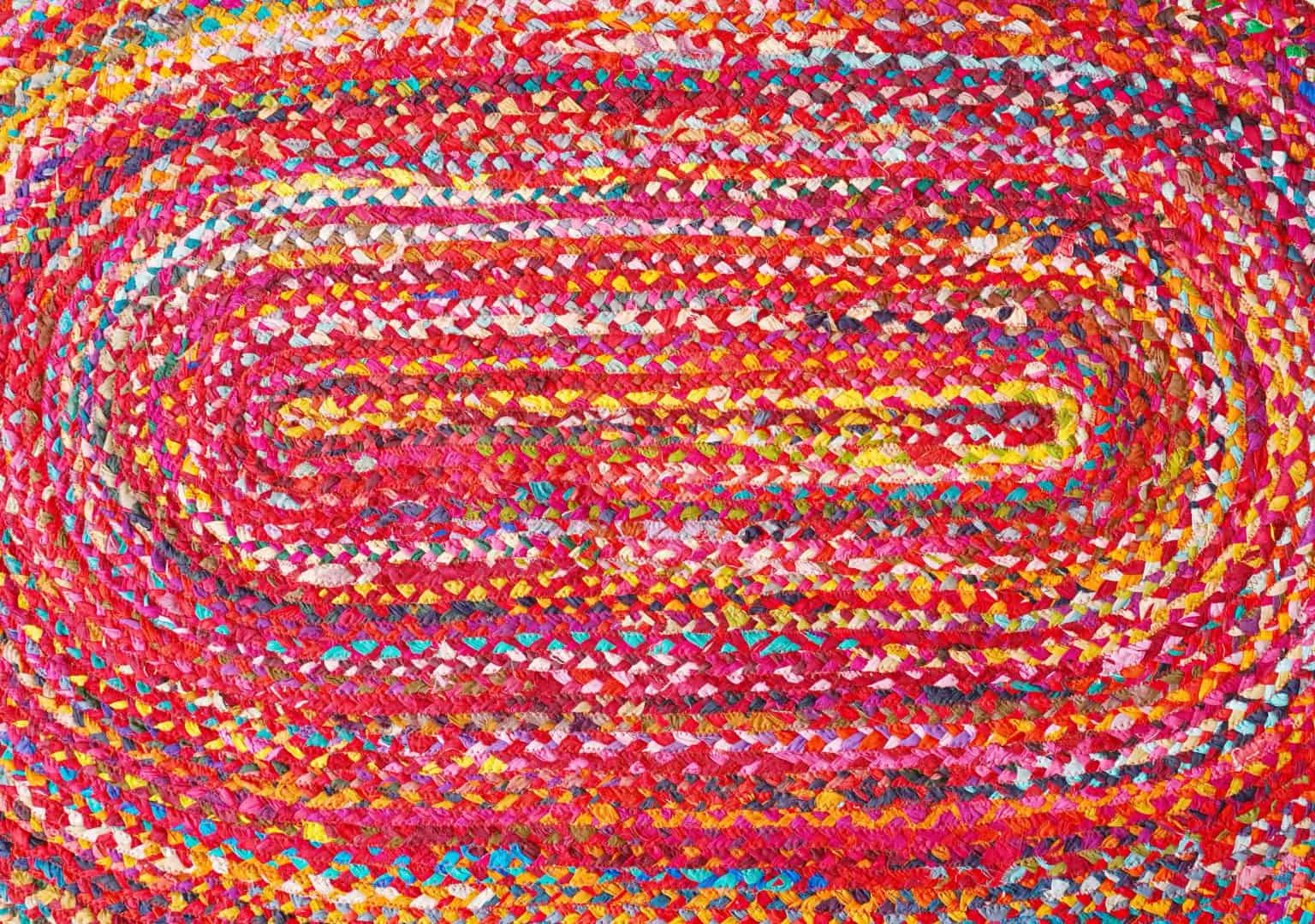 Indian Hand Braided Multicolor Cotton Oval Rug - Image 8