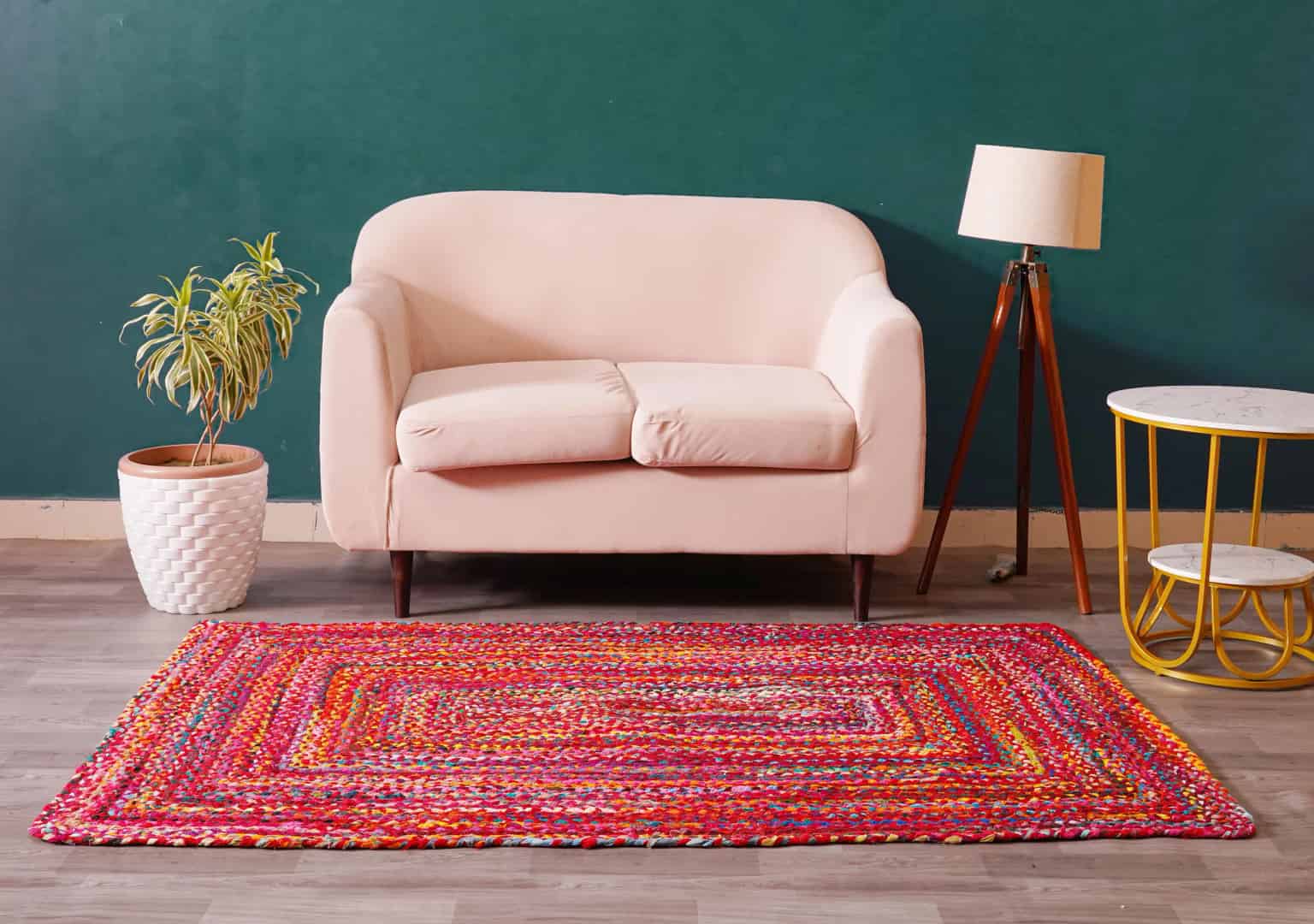 Handwoven Multicolor Cotton Rectangle and Square Rug - Image 7