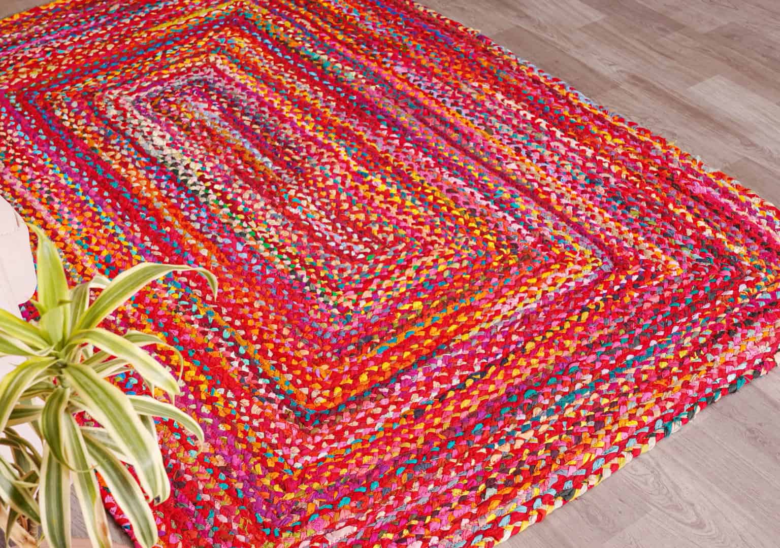Handwoven Multicolor Cotton Rectangle and Square Rug - Image 2