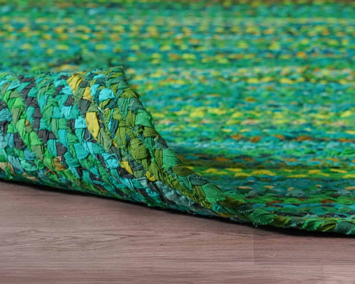 Green Cotton Handmade Oval Rug - Image 4