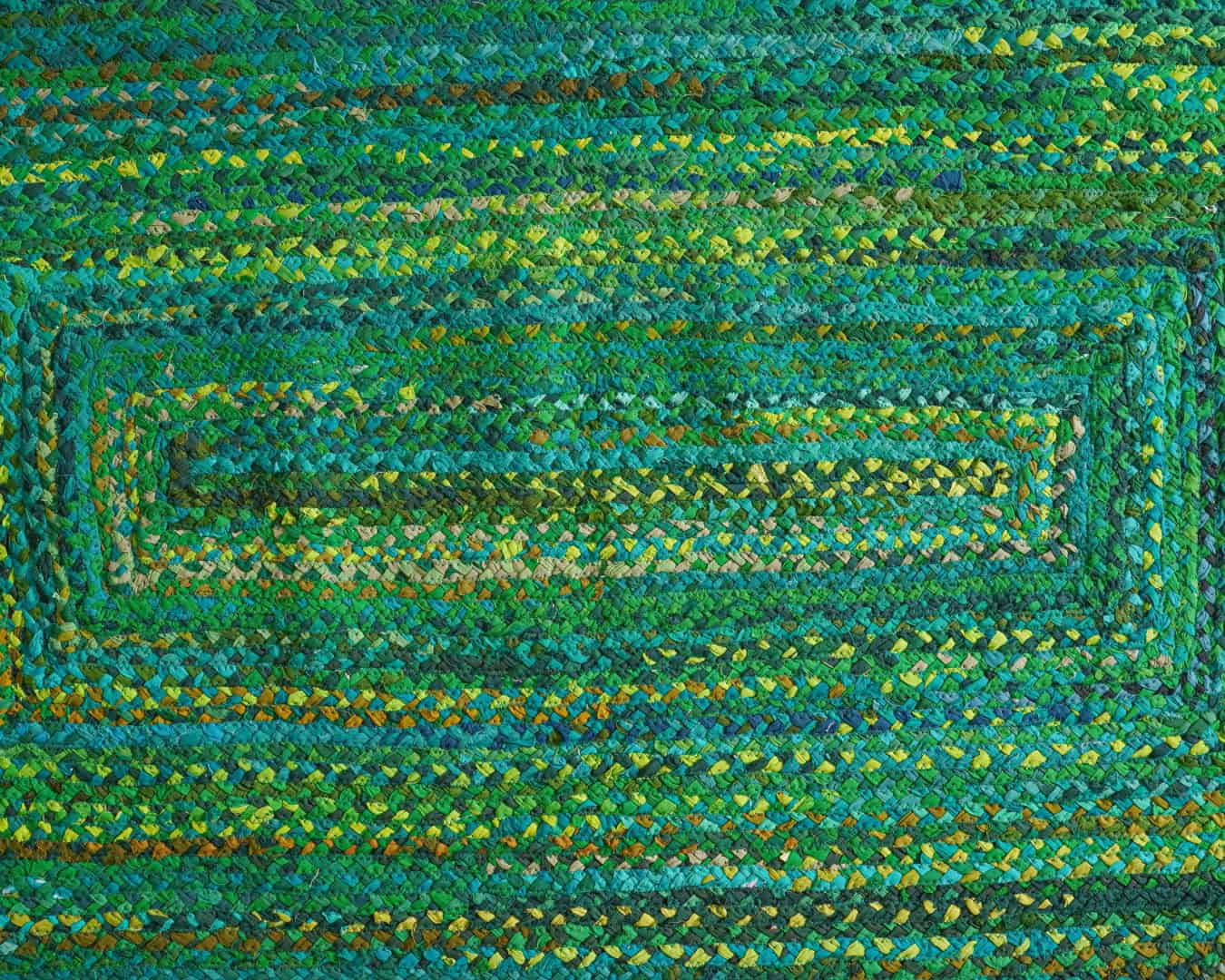 Green Cotton Handwoven Rectangle and Square Rug - Image 7