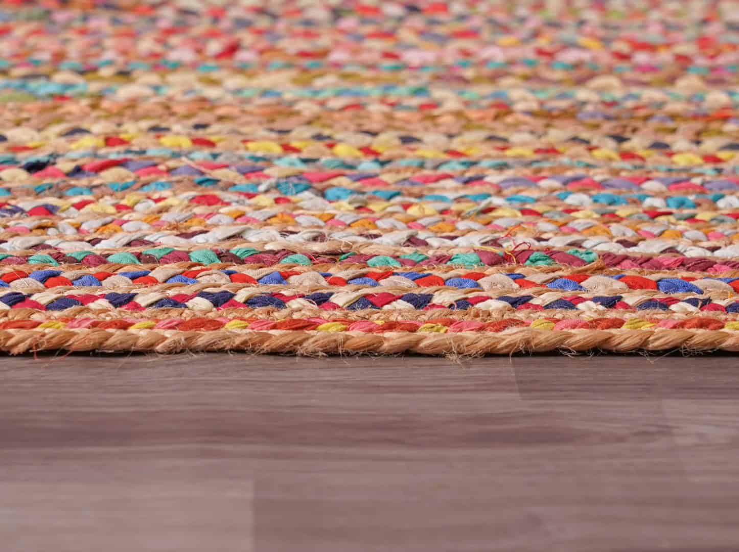 Custom Size Hand Braided Multicolor Natural Jute and Cotton Runner Rug - Image 6
