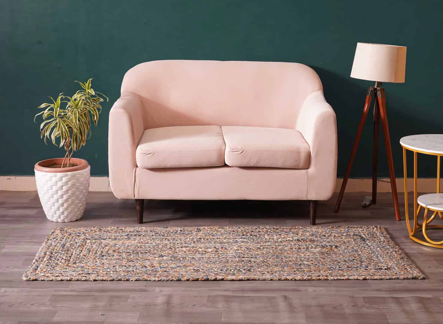 Natural Jute and Blue Cotton Hand Braided Runner Rug - Image 2