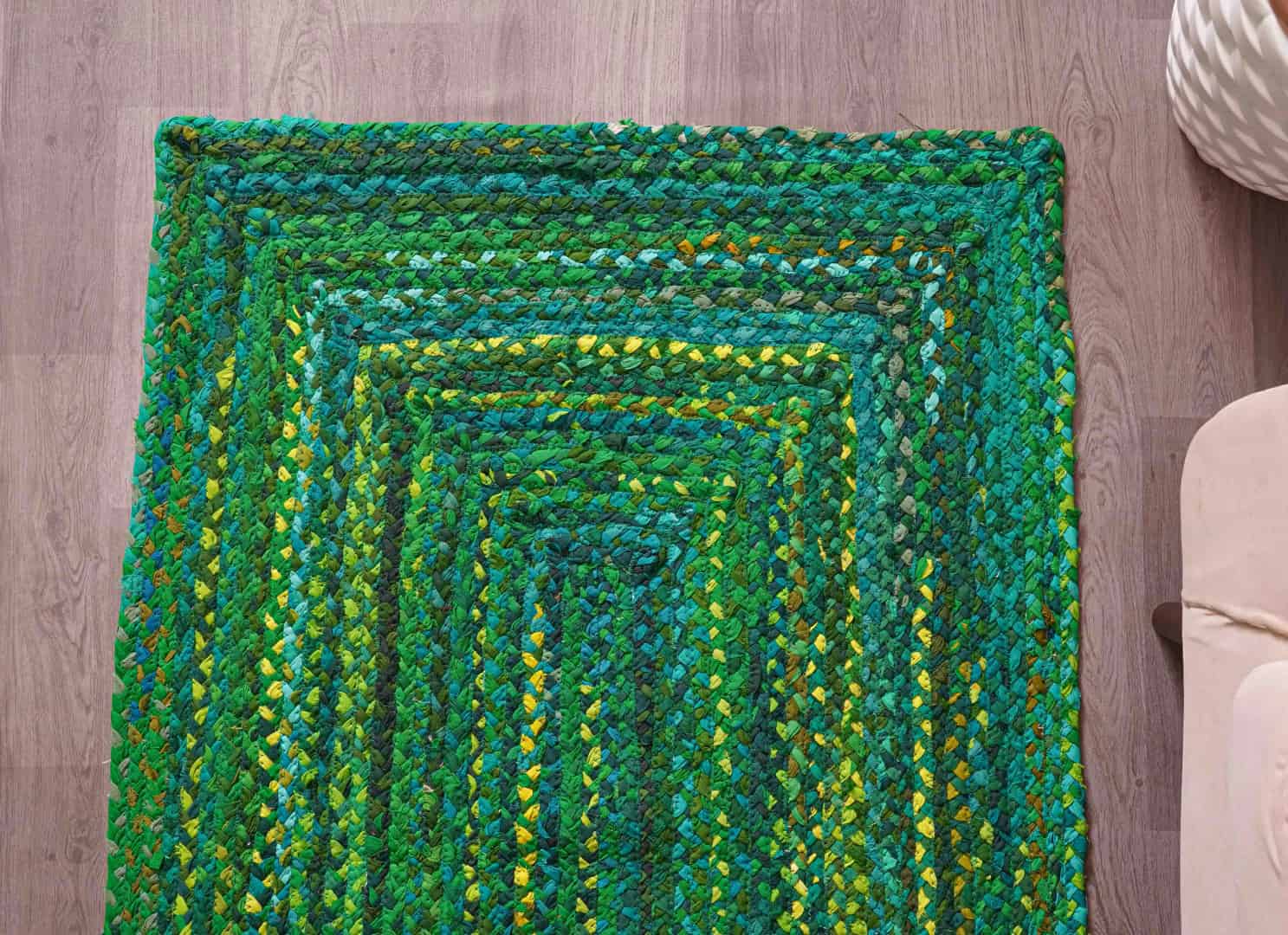 Custom Size Handmade Green Cotton Chindi Runner Rug - Image 5